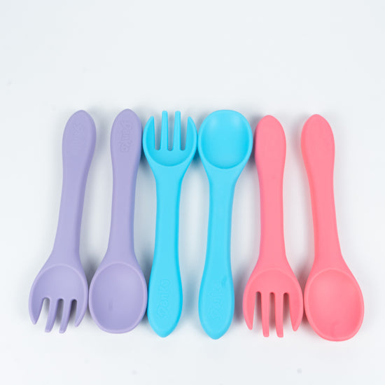 Silicone Spoon and Fork Set - (3 Colors)