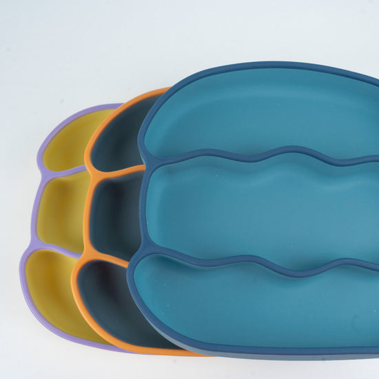 Silicone Divided Plate - Hamburger Shape (3 Colors)